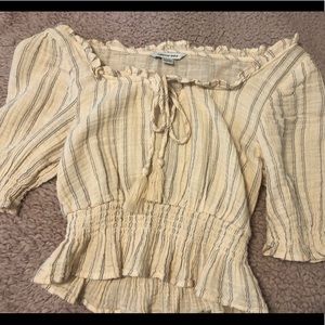 Tan crop Top with a tie front